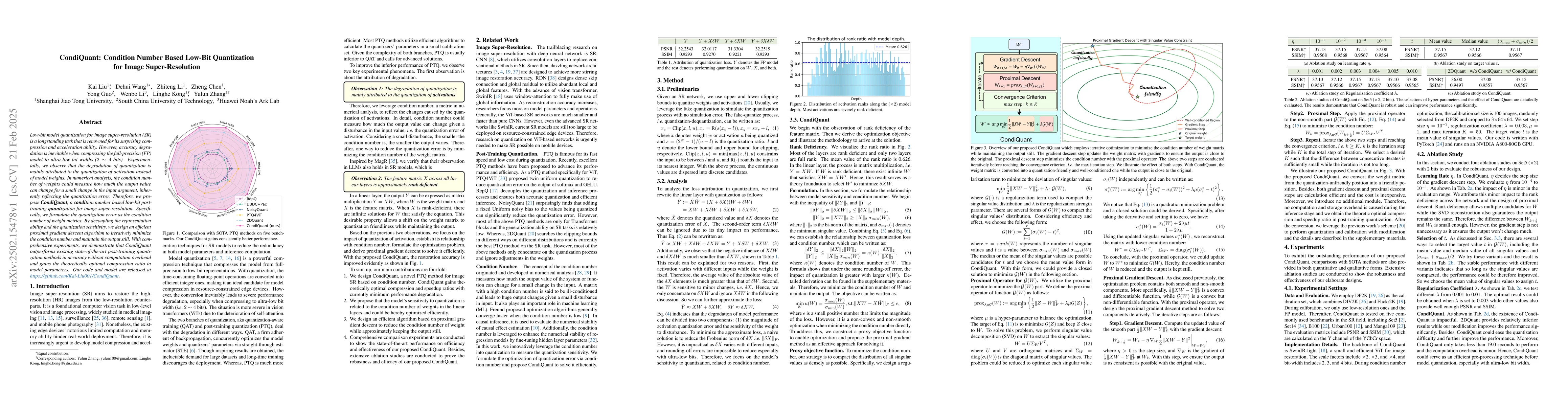 Thumbnail for CondiQuant: Condition Number Based Low-Bit Quantization for Image
  Super-Resolution