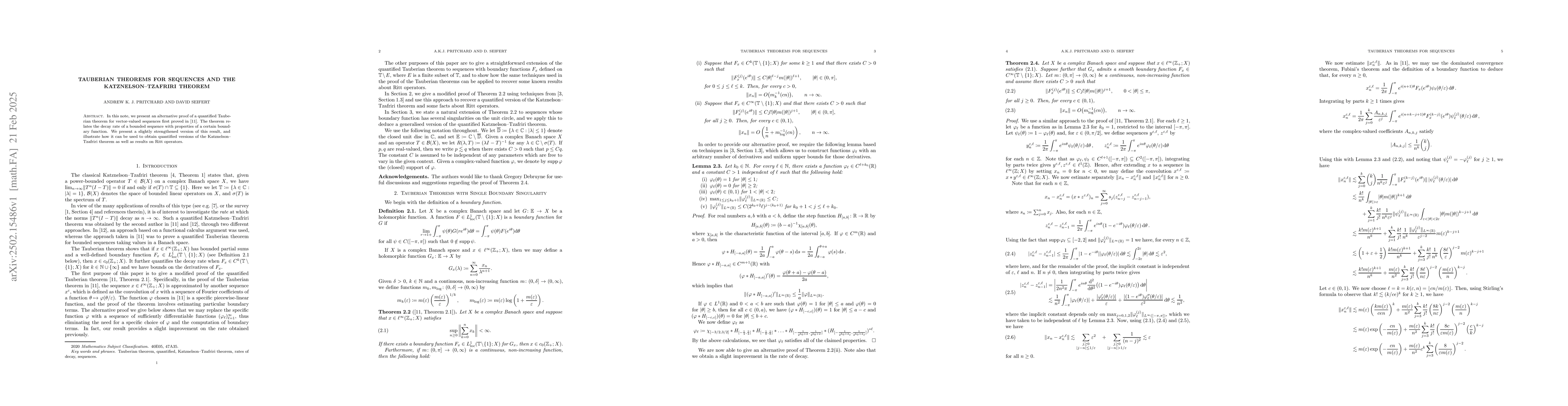 Thumbnail for Tauberian theorems for sequences and the Katznelson--Tzafriri theorem