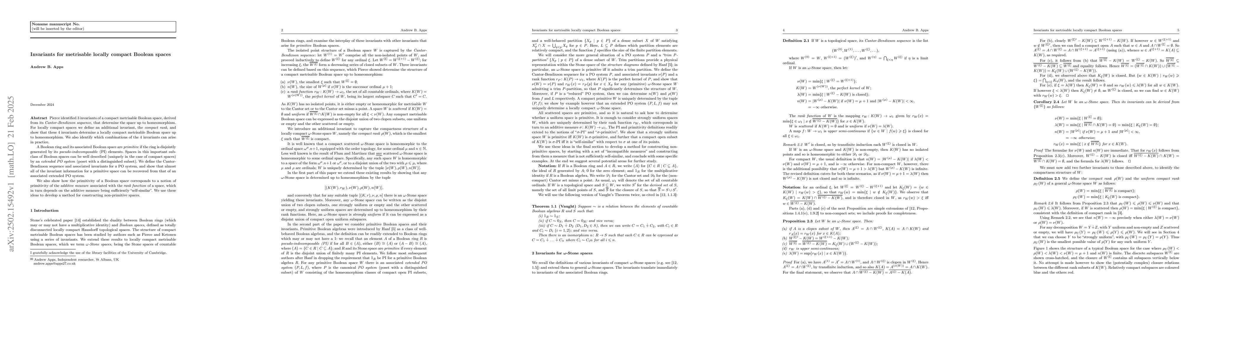 Thumbnail for Invariants for metrisable locally compact Boolean spaces