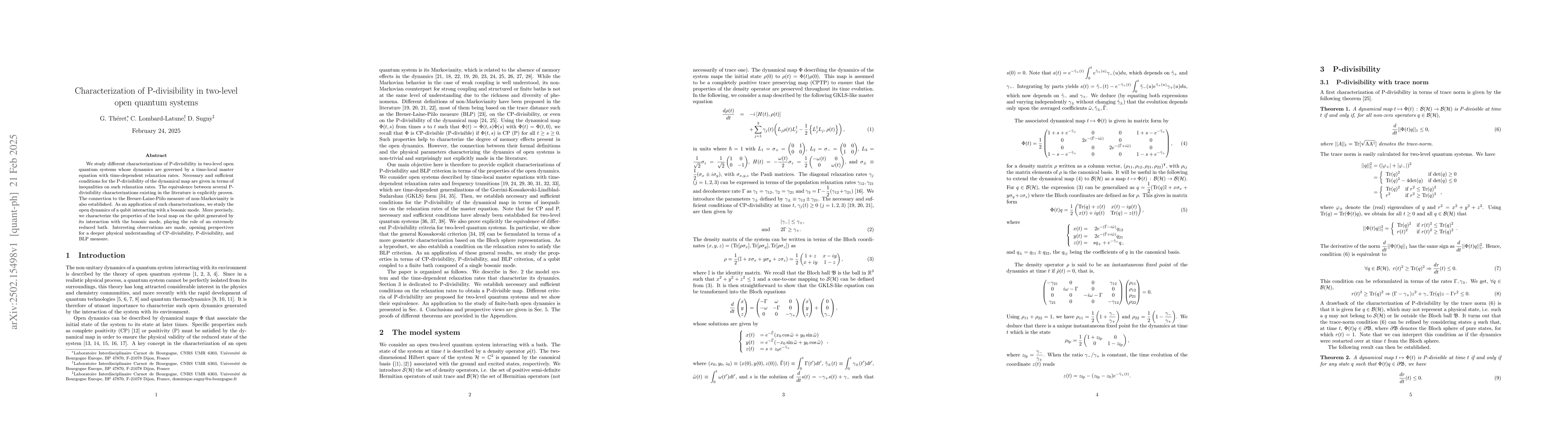 Thumbnail for Characterization of P-divisibility in two-level open quantum systems