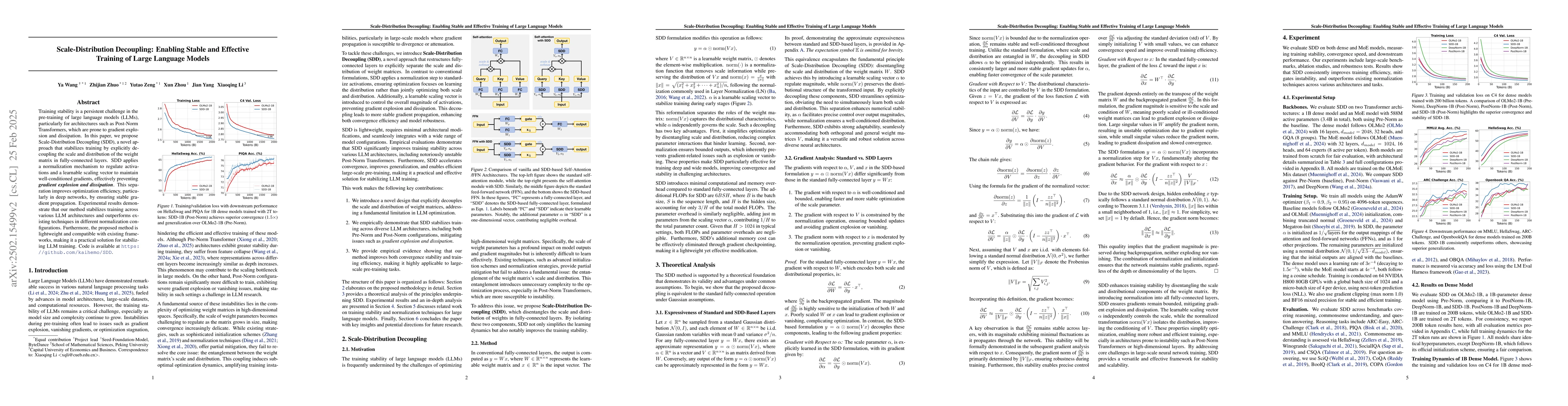 Thumbnail for Scale-Distribution Decoupling: Enabling Stable and Effective Training of
  Large Language Models