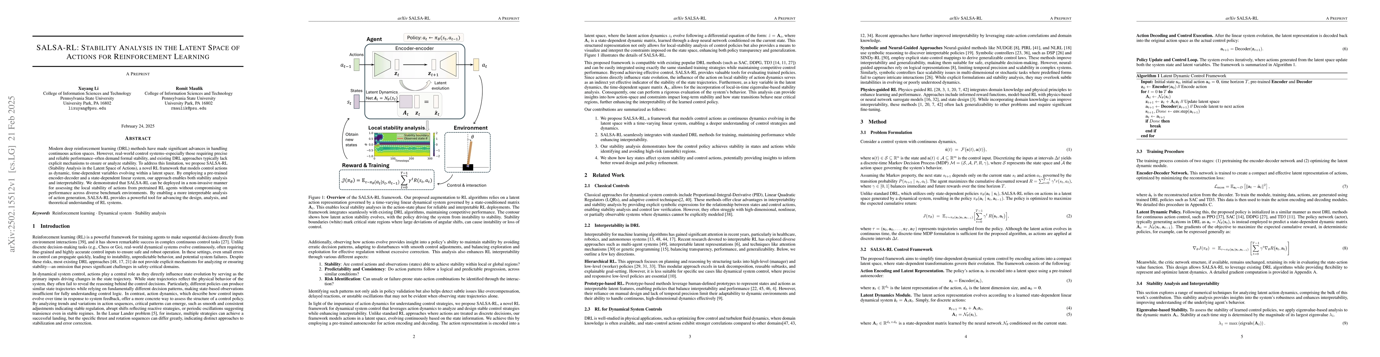Thumbnail for SALSA-RL: Stability Analysis in the Latent Space of Actions for
  Reinforcement Learning