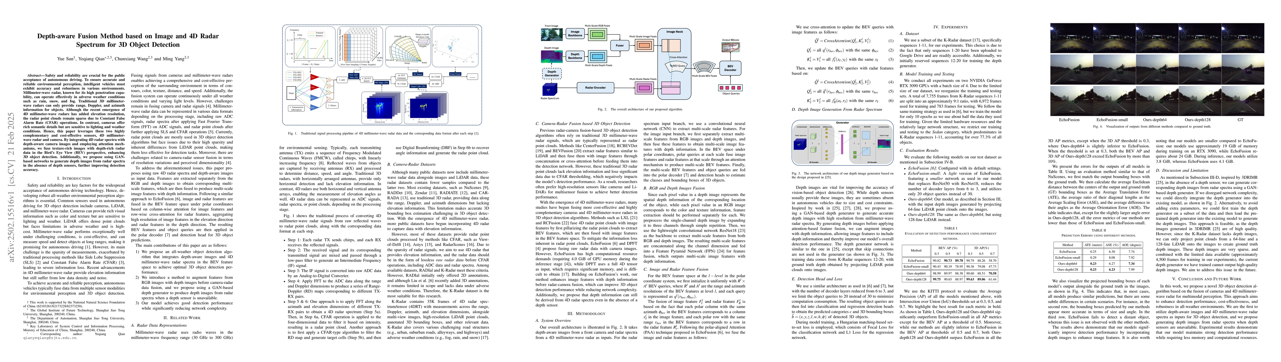 Thumbnail for Depth-aware Fusion Method based on Image and 4D Radar Spectrum for 3D
  Object Detection