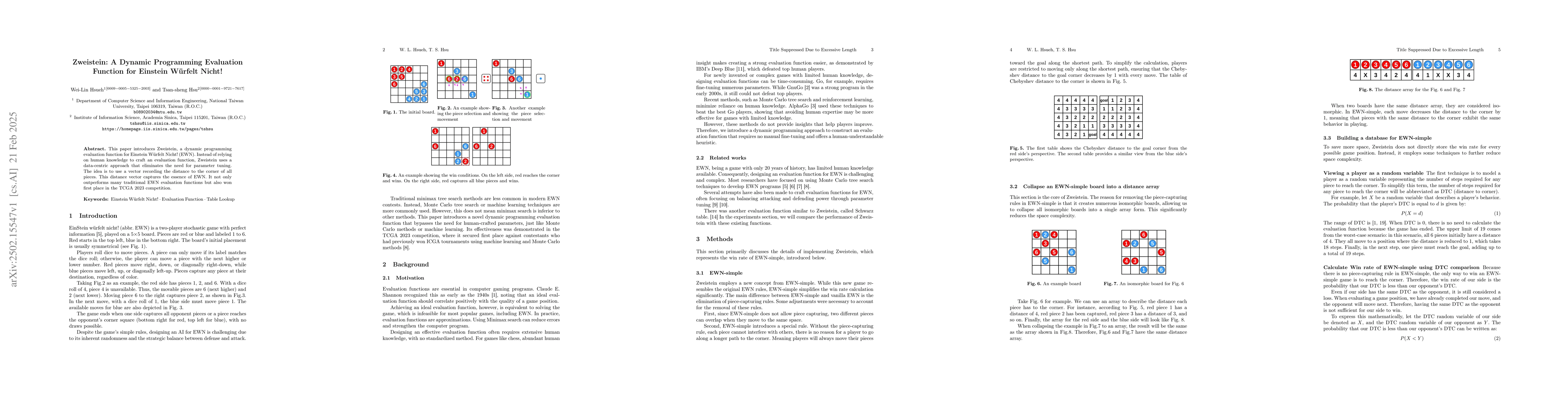 Thumbnail for Zweistein: A Dynamic Programming Evaluation Function for Einstein
  Würfelt Nicht!