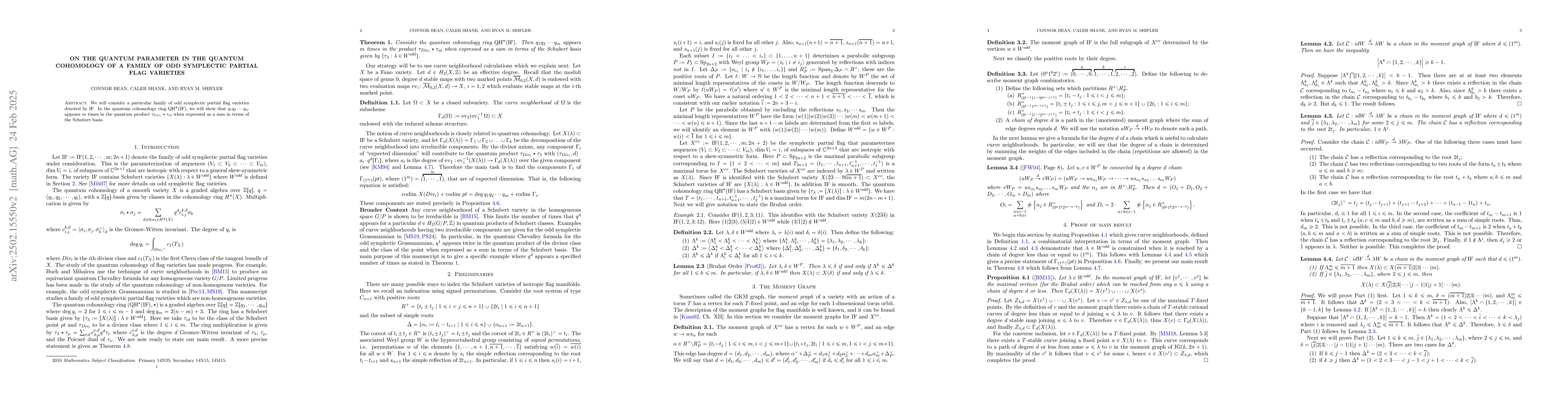 Thumbnail for On the quantum parameter in the quantum cohomology of a family of odd
  symplectic partial flag varieties