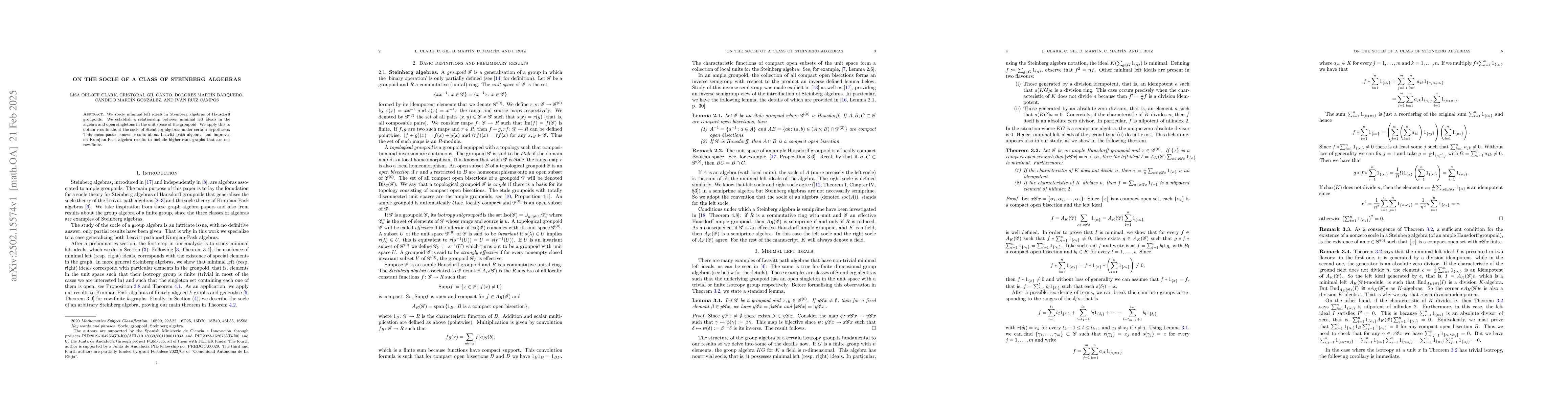 Thumbnail for On the socle of a class of Steinberg algebras