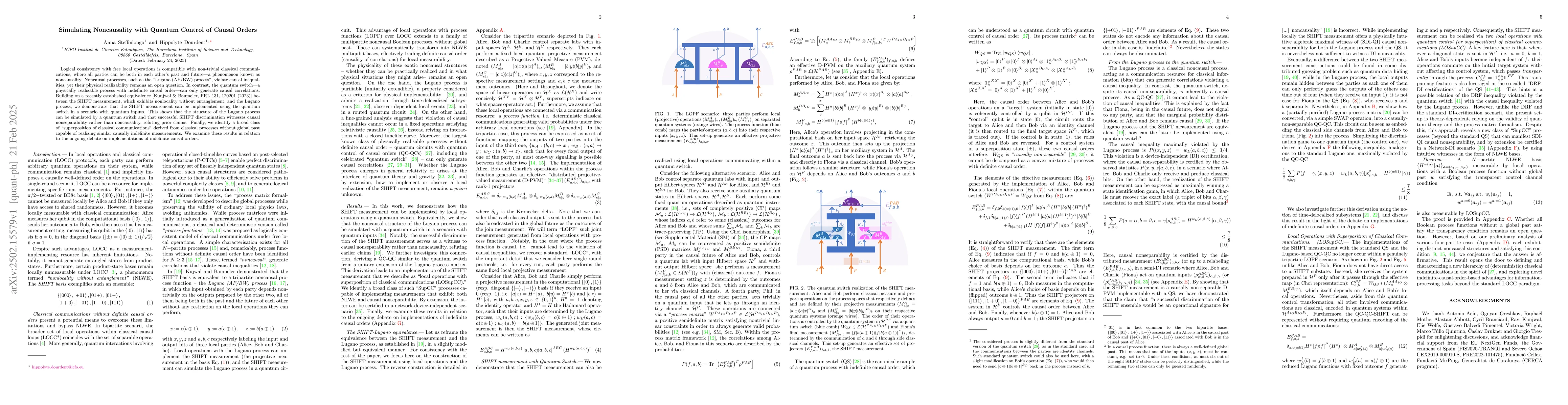 Thumbnail for Simulating Noncausality with Quantum Control of Causal Orders