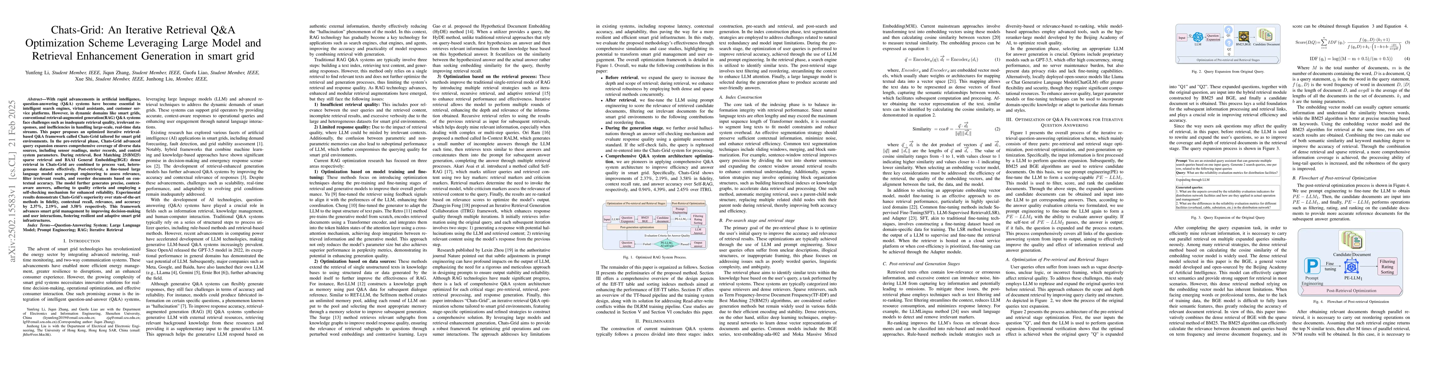Thumbnail for Chats-Grid: An Iterative Retrieval Q&A Optimization Scheme Leveraging
  Large Model and Retrieval Enhancement Generation in smart grid