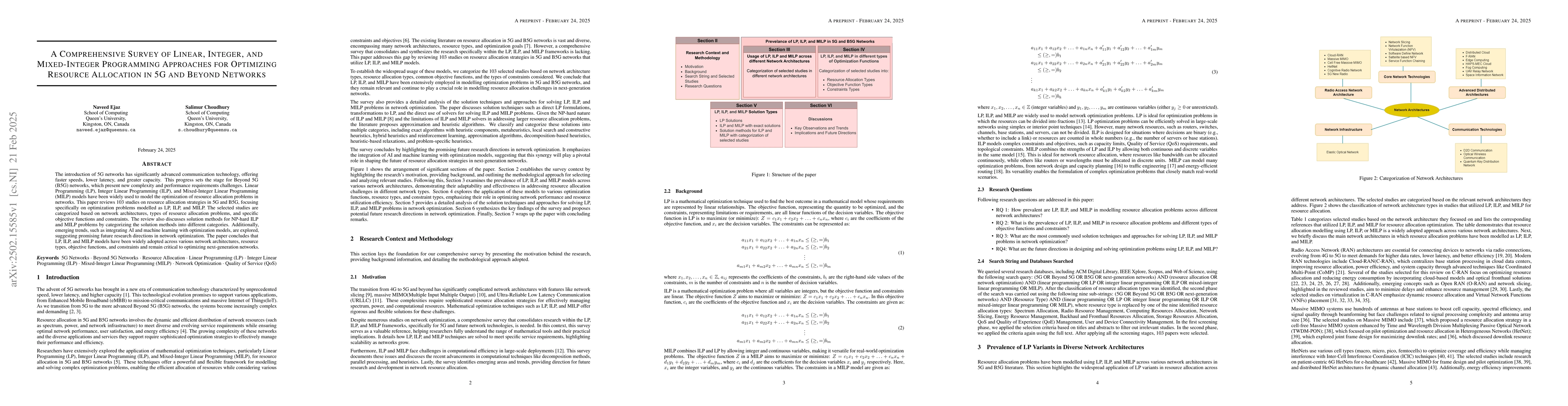 Thumbnail for A Comprehensive Survey of Linear, Integer, and Mixed-Integer Programming
  Approaches for Optimizing Resource Allocation in 5G and Beyond Networks