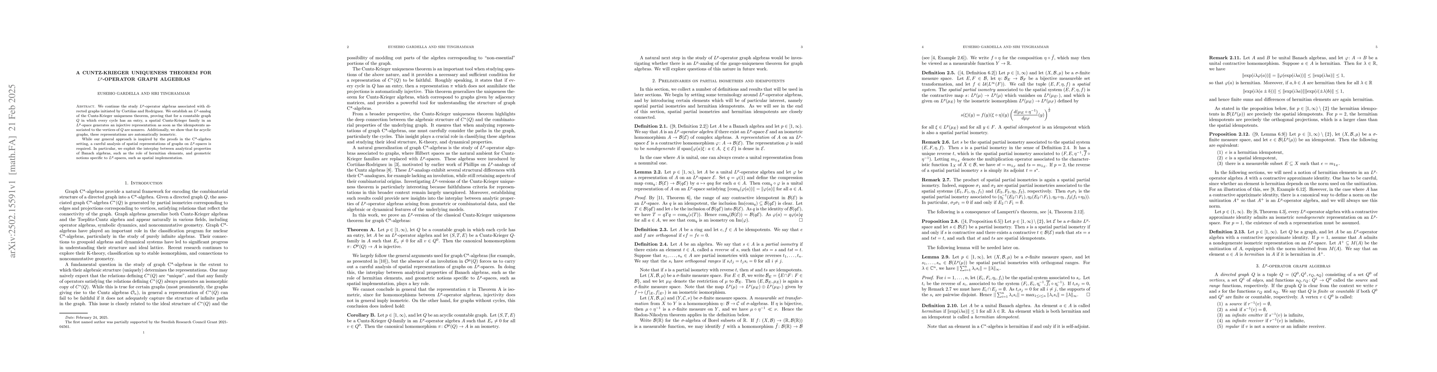 Thumbnail for A Cuntz-Krieger uniqueness theorem for $L^p$-operator graph algebras