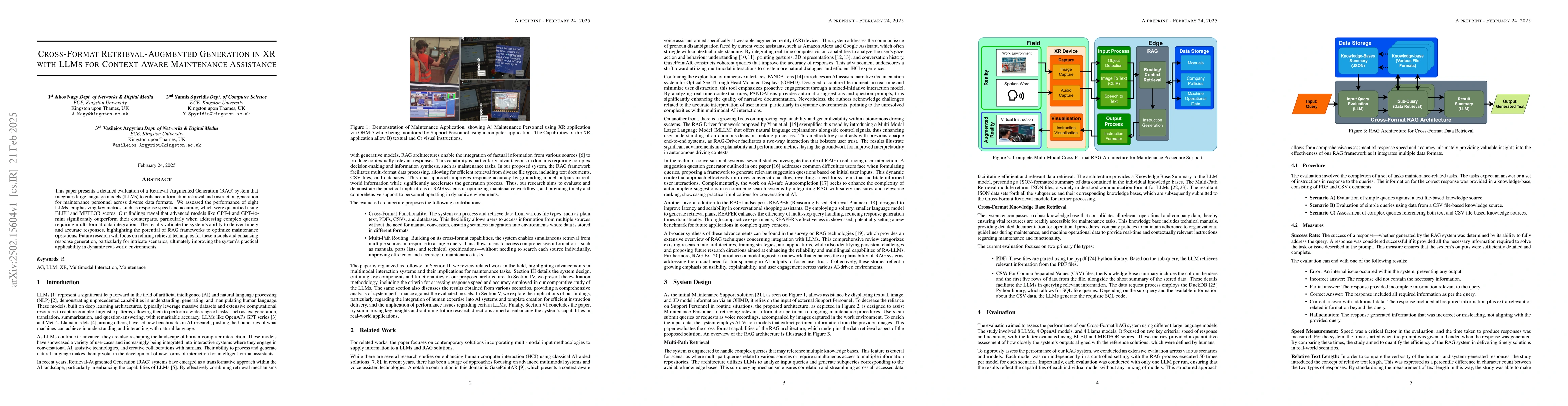 Thumbnail for Cross-Format Retrieval-Augmented Generation in XR with LLMs for
  Context-Aware Maintenance Assistance