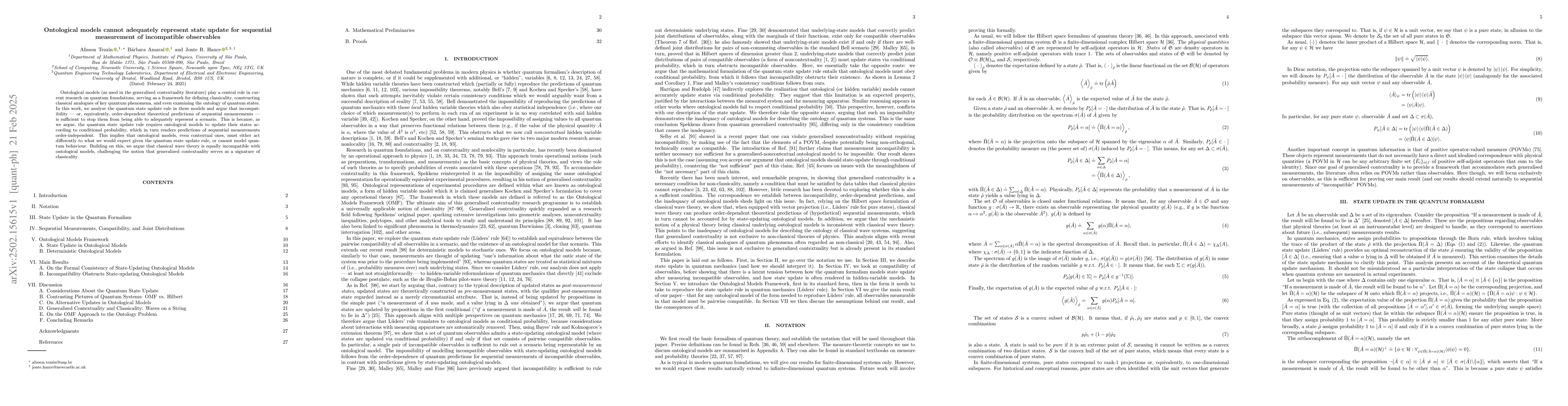 Thumbnail for Ontological models cannot adequately represent state update for
  sequential measurement of incompatible observables