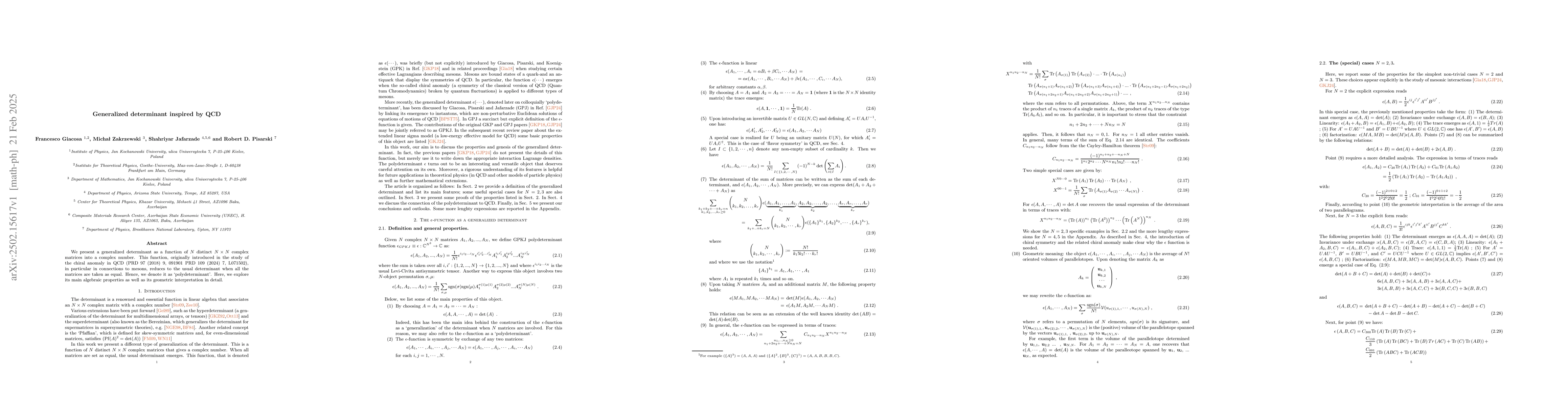 Thumbnail for Generalized determinant inspired by QCD