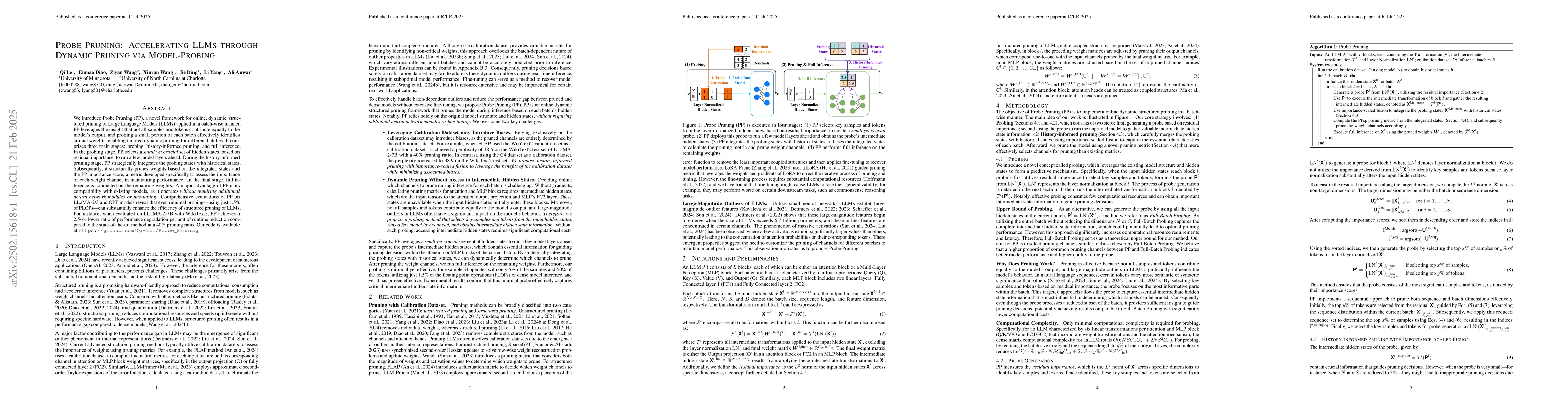 Thumbnail for Probe Pruning: Accelerating LLMs through Dynamic Pruning via
  Model-Probing