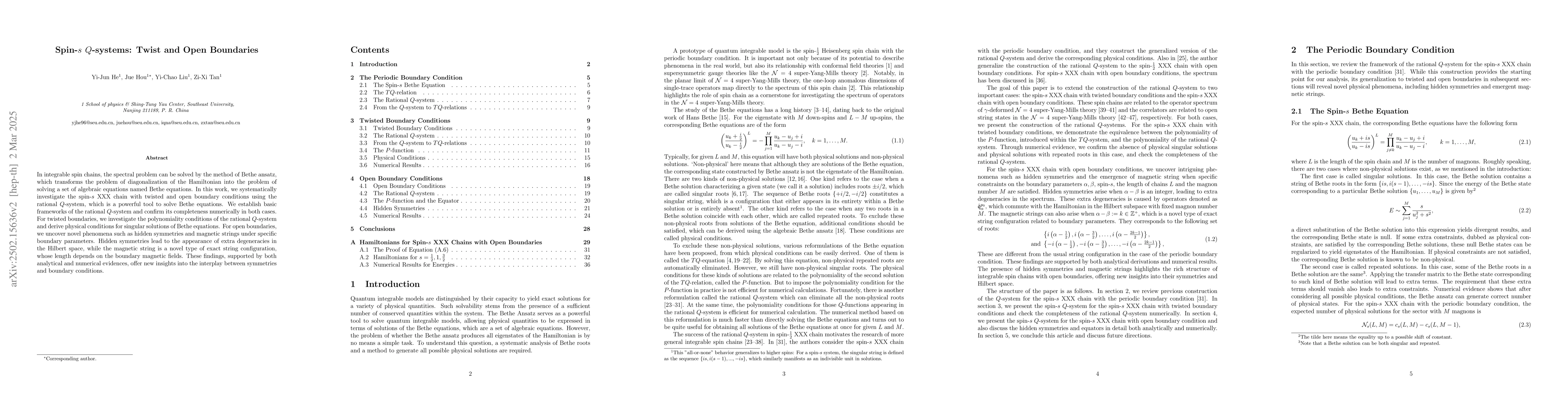 Thumbnail for Spin-$s$ $Q$-systems: Twist and Open Boundaries