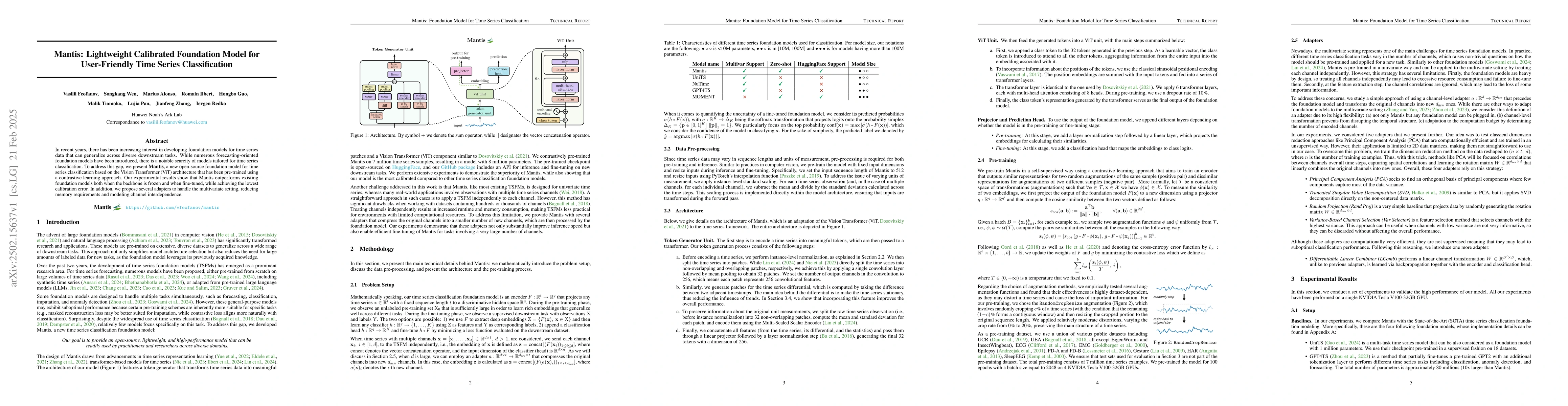 Thumbnail for Mantis: Lightweight Calibrated Foundation Model for User-Friendly Time
  Series Classification