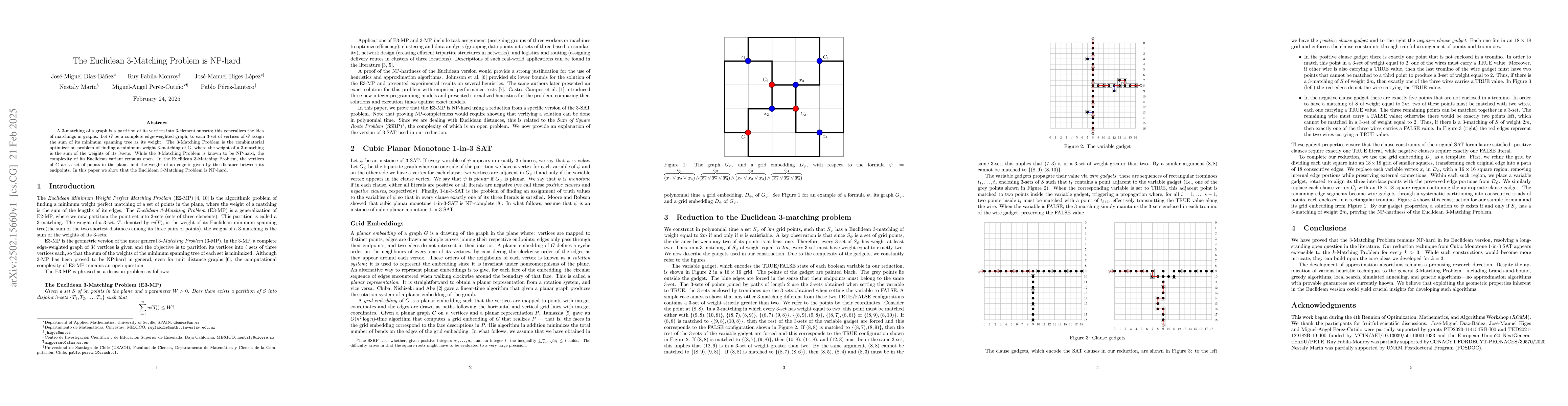Thumbnail for The Euclidean $3$-Matching Problem is NP-hard