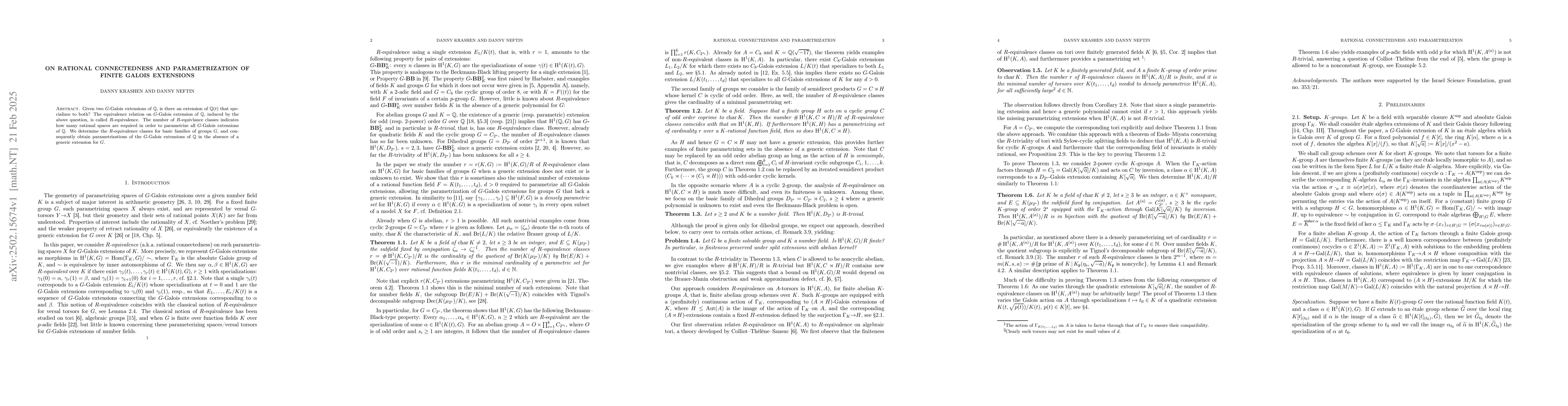 Thumbnail for On rational connectedness and parametrization of finite Galois
  extensions