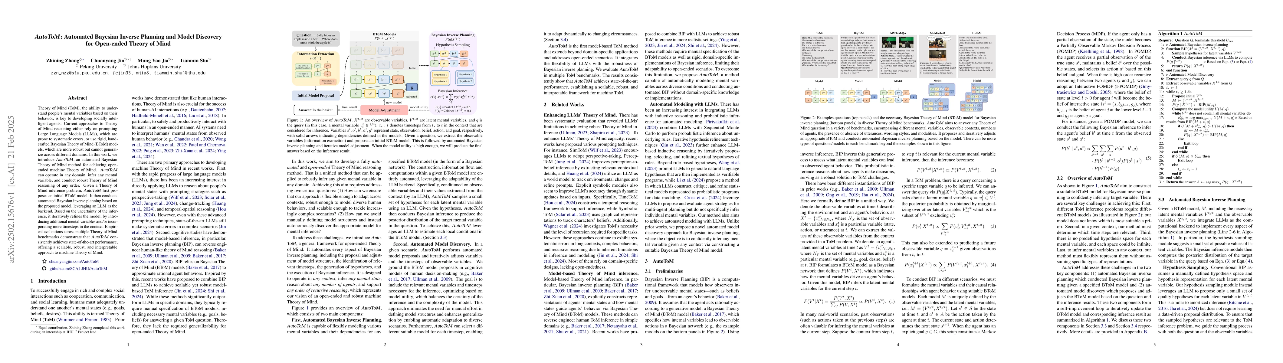 Thumbnail for AutoToM: Automated Bayesian Inverse Planning and Model Discovery for
  Open-ended Theory of Mind