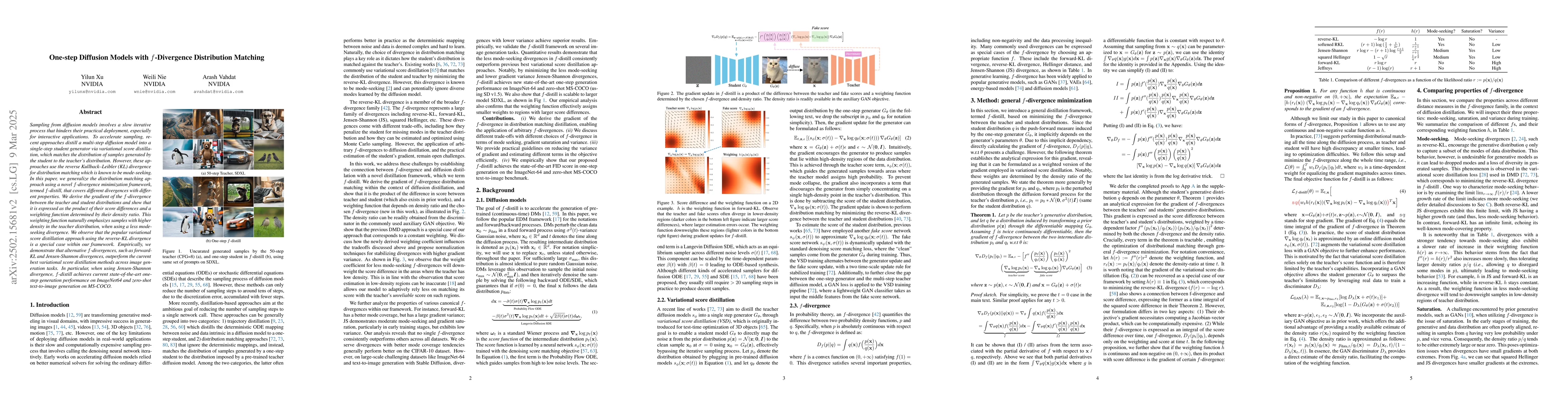 Thumbnail for One-step Diffusion Models with $f$-Divergence Distribution Matching