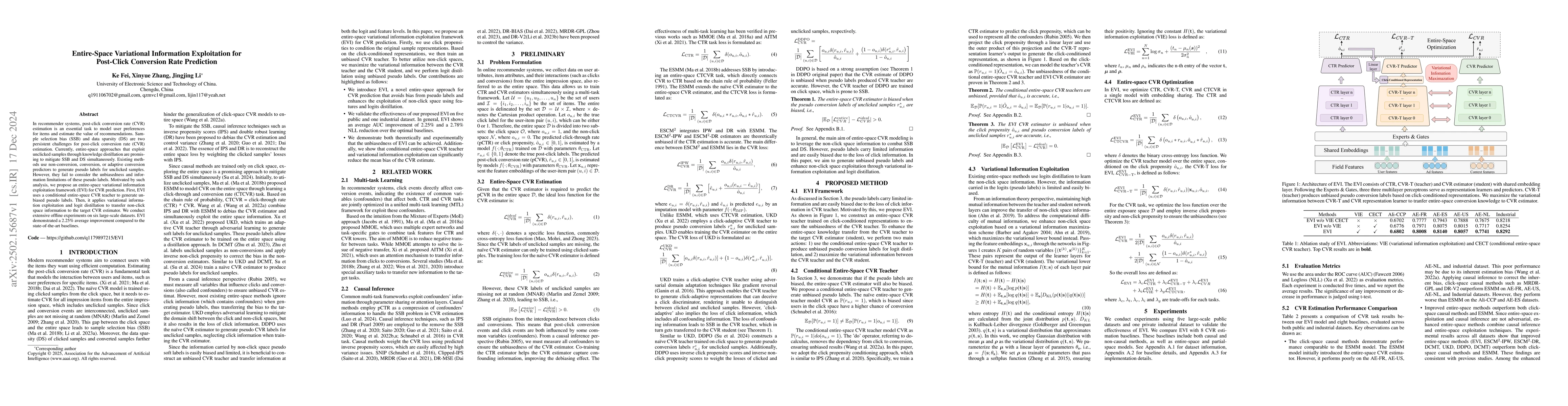 Thumbnail for Entire-Space Variational Information Exploitation for Post-Click
  Conversion Rate Prediction