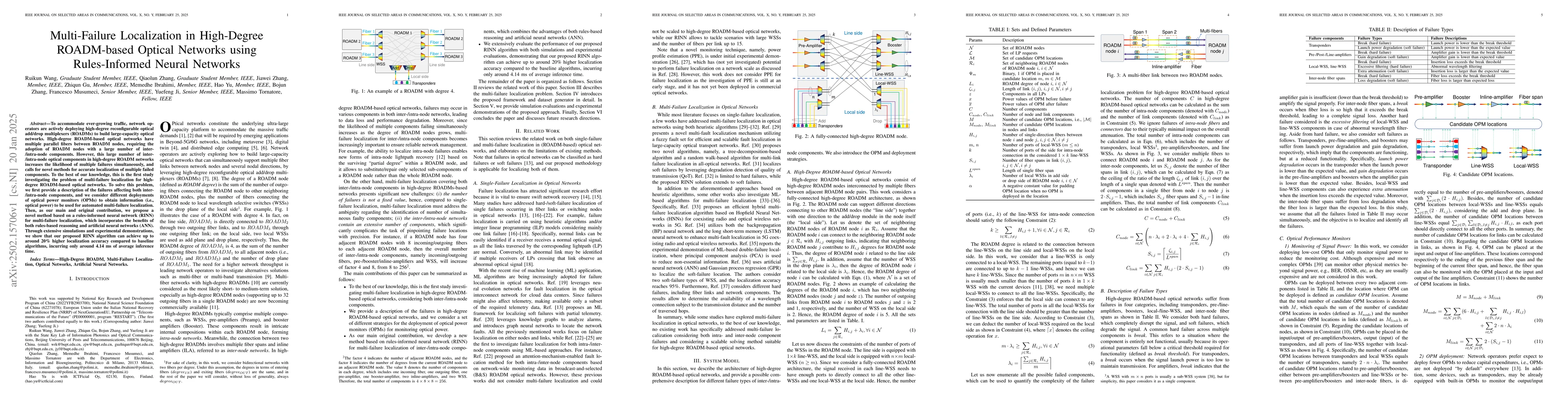 Thumbnail for Multi-Failure Localization in High-Degree ROADM-based Optical Networks
  using Rules-Informed Neural Networks
