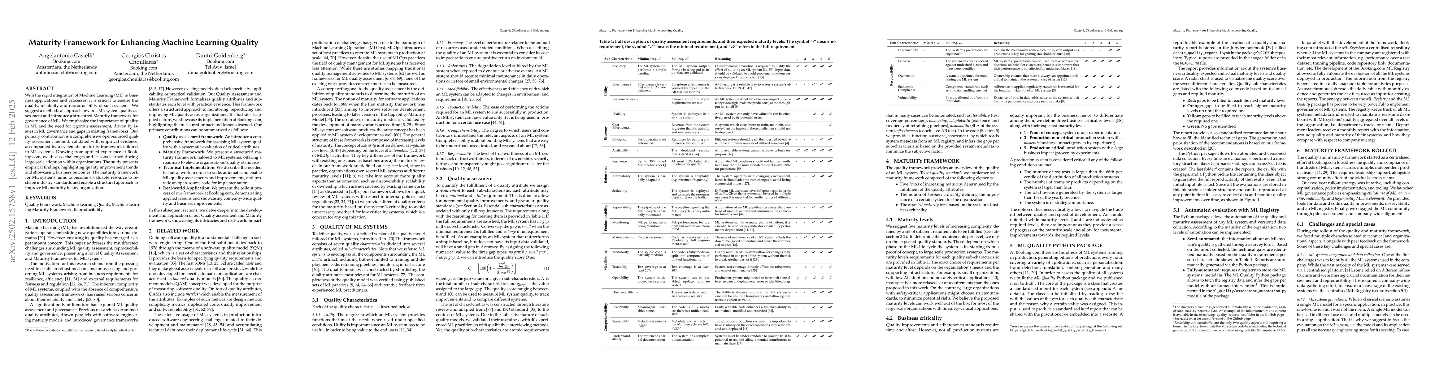 Thumbnail for Maturity Framework for Enhancing Machine Learning Quality
