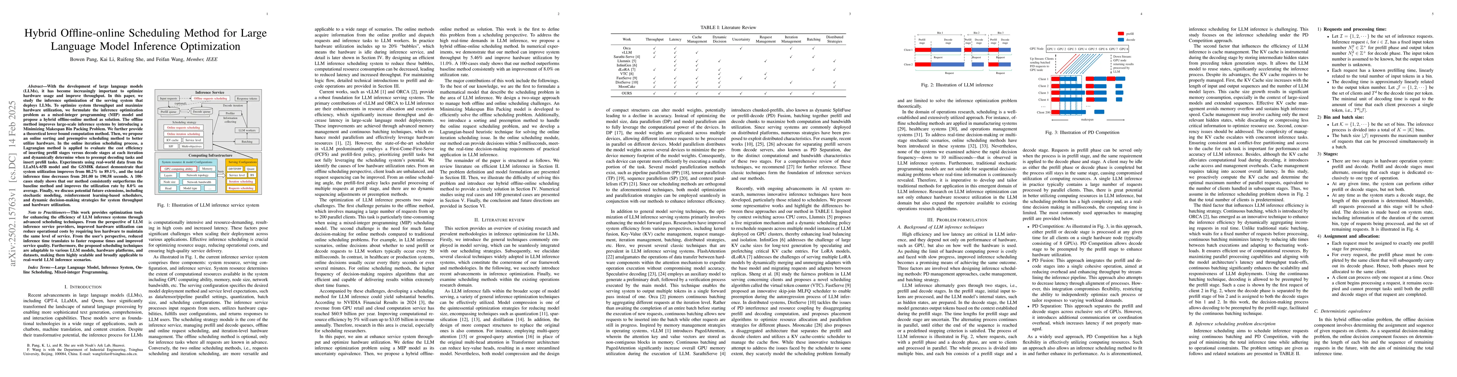Thumbnail for Hybrid Offline-online Scheduling Method for Large Language Model
  Inference Optimization