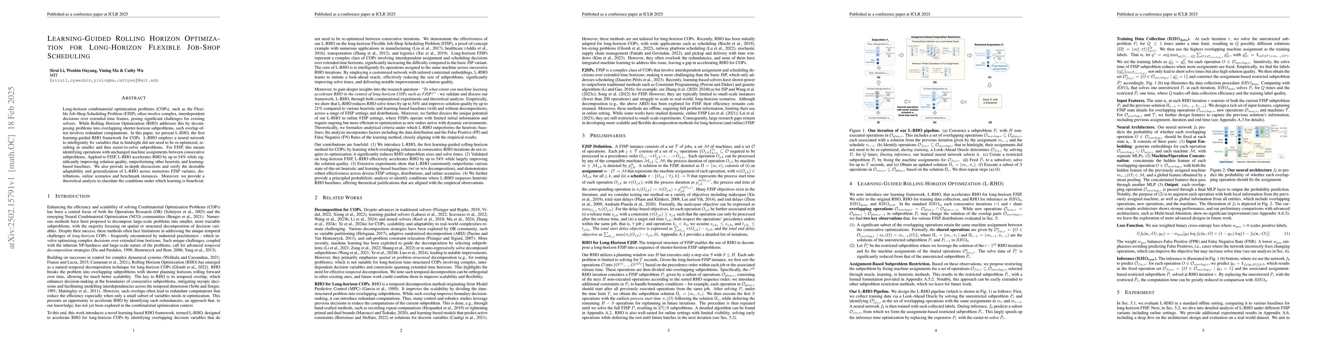 Thumbnail for Learning-Guided Rolling Horizon Optimization for Long-Horizon Flexible
  Job-Shop Scheduling