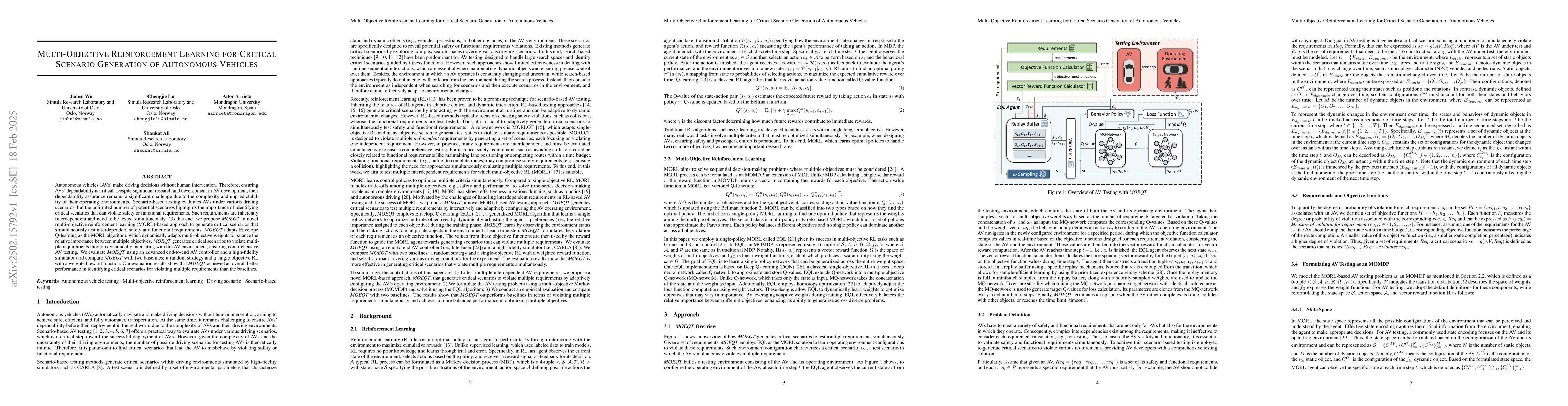 Thumbnail for Multi-Objective Reinforcement Learning for Critical Scenario Generation
  of Autonomous Vehicles