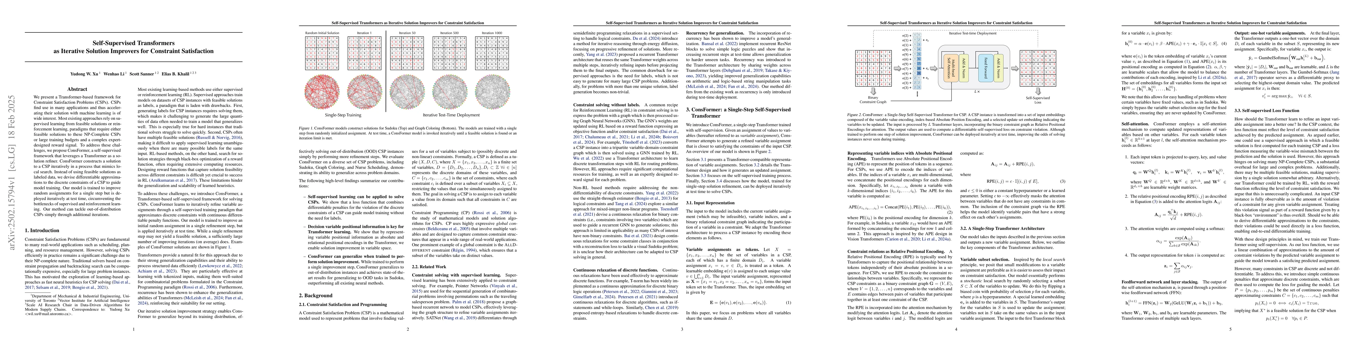 Thumbnail for Self-Supervised Transformers as Iterative Solution Improvers for
  Constraint Satisfaction