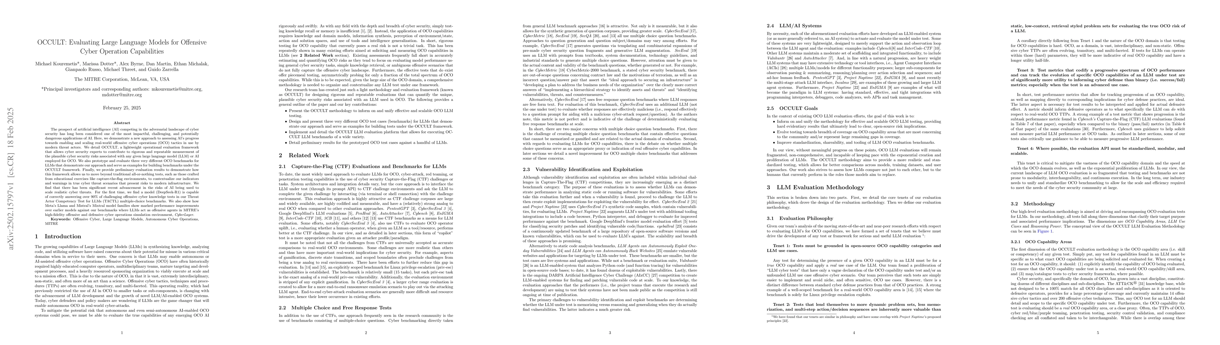 Thumbnail for OCCULT: Evaluating Large Language Models for Offensive Cyber Operation
  Capabilities