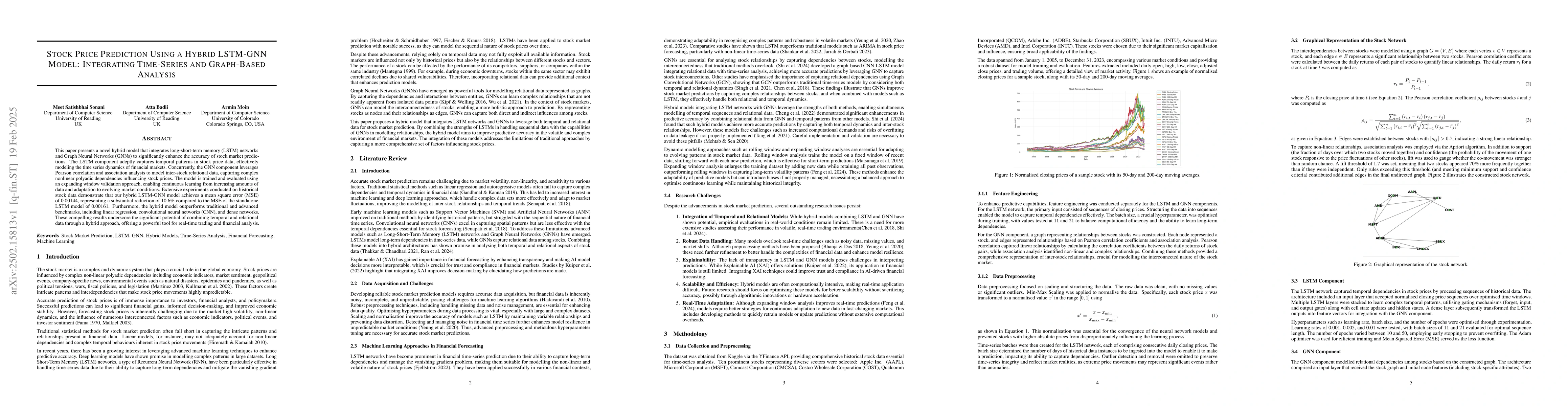 Thumbnail for Stock Price Prediction Using a Hybrid LSTM-GNN Model: Integrating
  Time-Series and Graph-Based Analysis