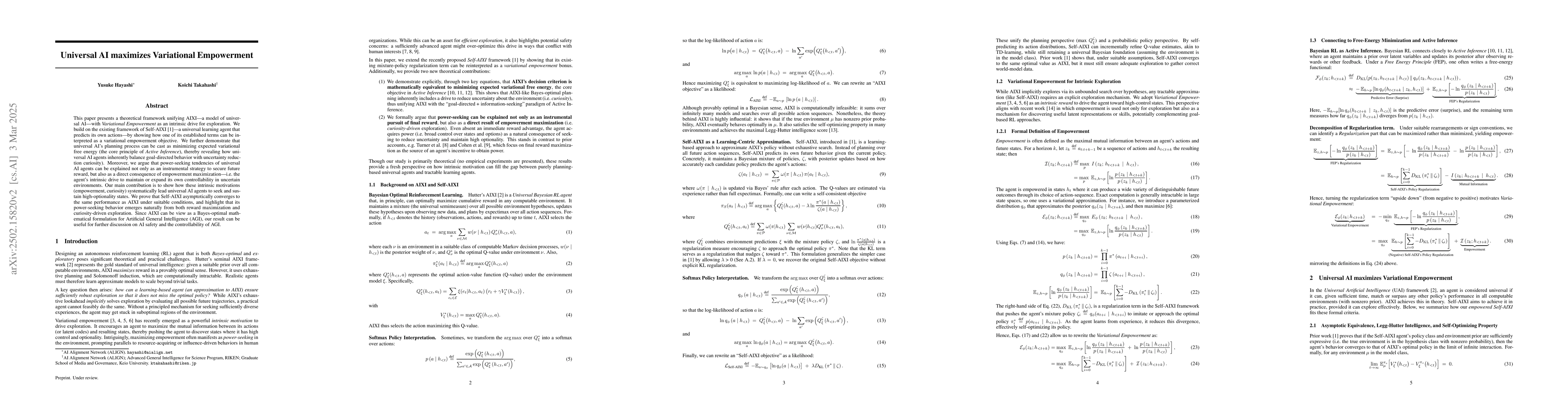 Thumbnail for Universal AI maximizes Variational Empowerment