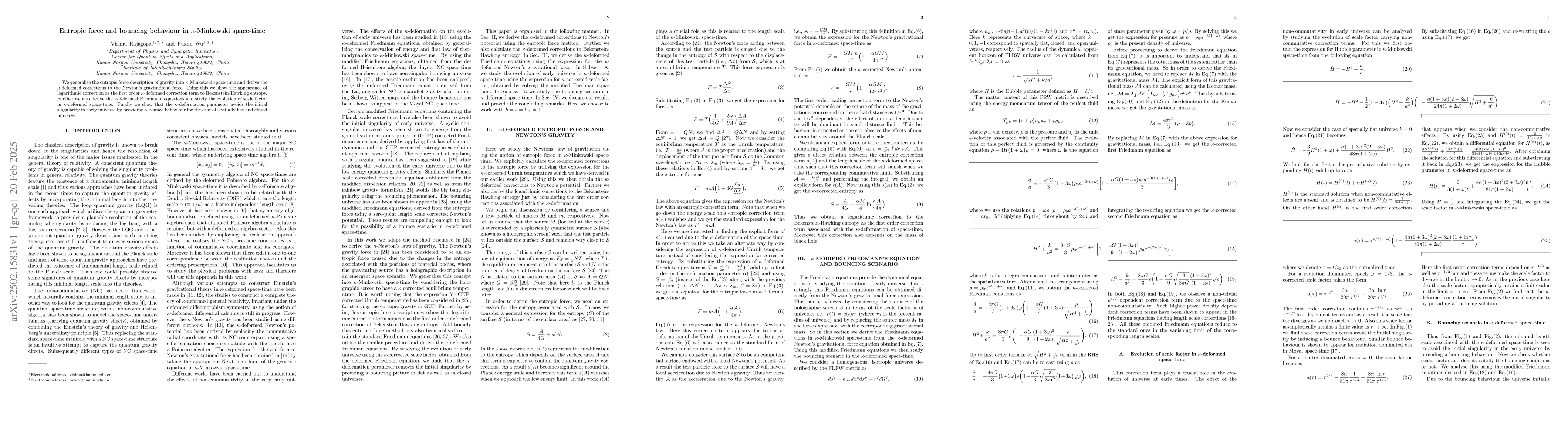 Thumbnail for Entropic force and bouncing behaviour in $κ$-Minkowski space-time