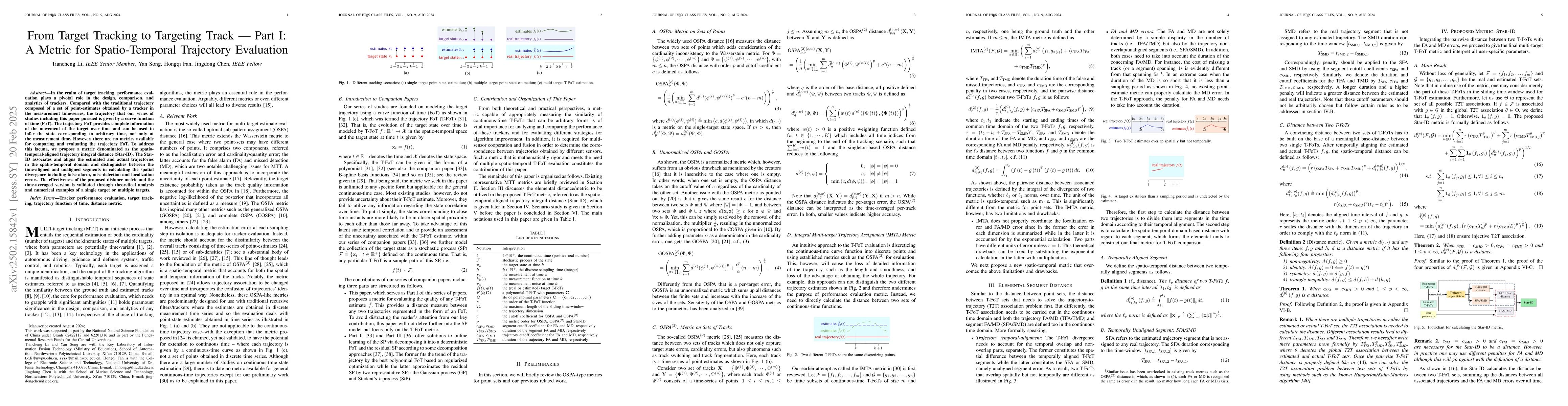 Thumbnail for From Target Tracking to Targeting Track -- Part I: A Metric for
  Spatio-Temporal Trajectory Evaluation