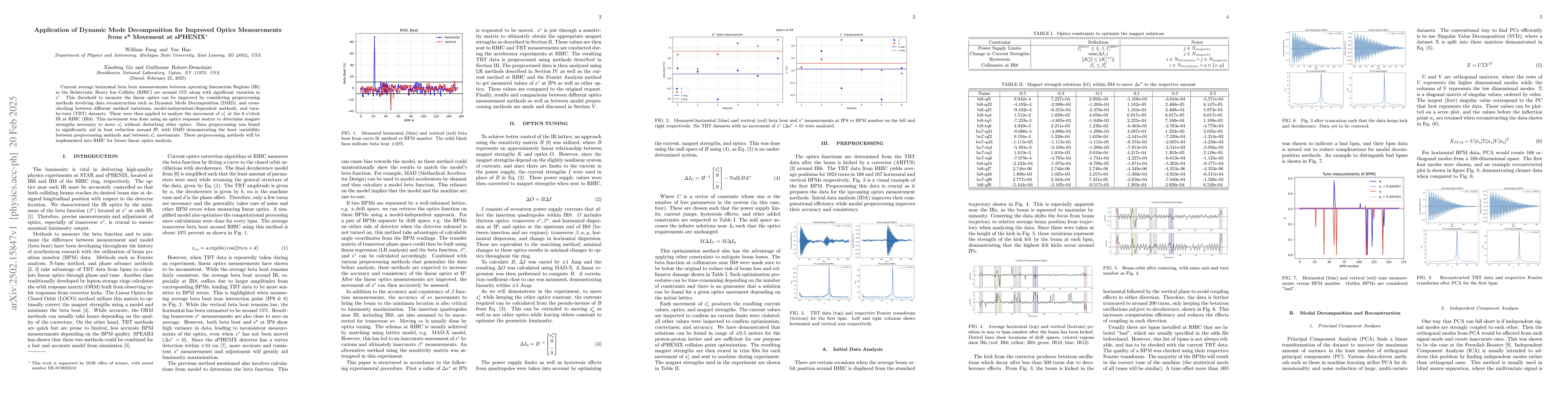 Thumbnail for Application of Dynamic Mode Decomposition for Improved Optics
  Measurements from s star Movement at sPHENIX