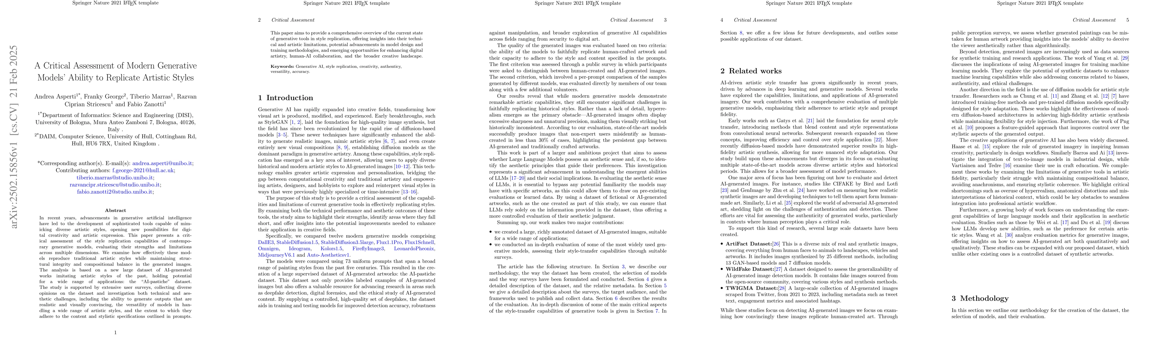 Thumbnail for A Critical Assessment of Modern Generative Models' Ability to Replicate
  Artistic Styles