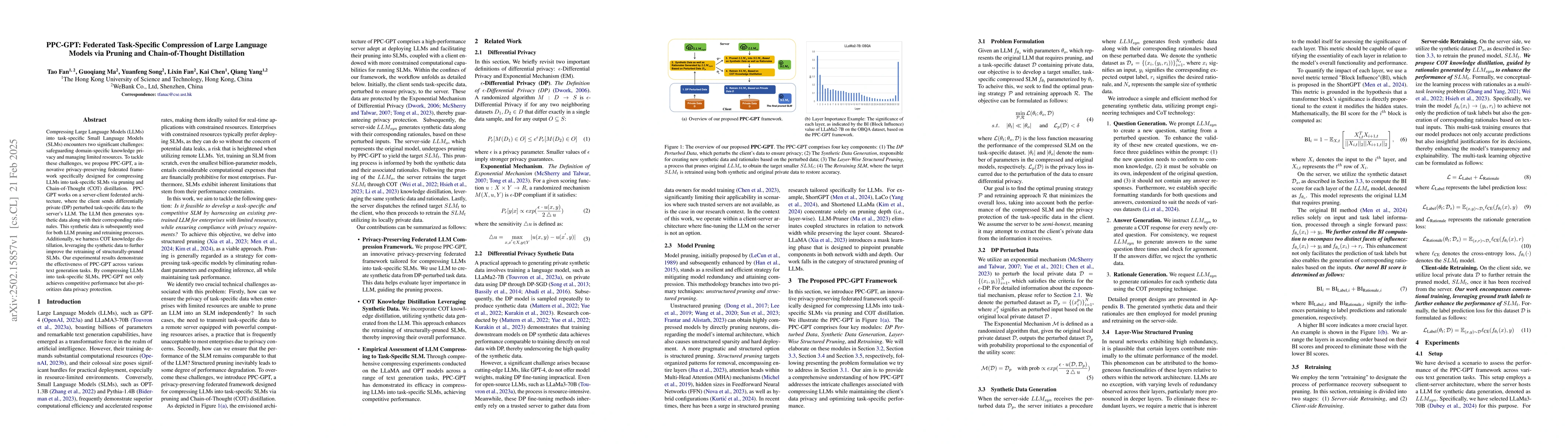 Thumbnail for PPC-GPT: Federated Task-Specific Compression of Large Language Models
  via Pruning and Chain-of-Thought Distillation