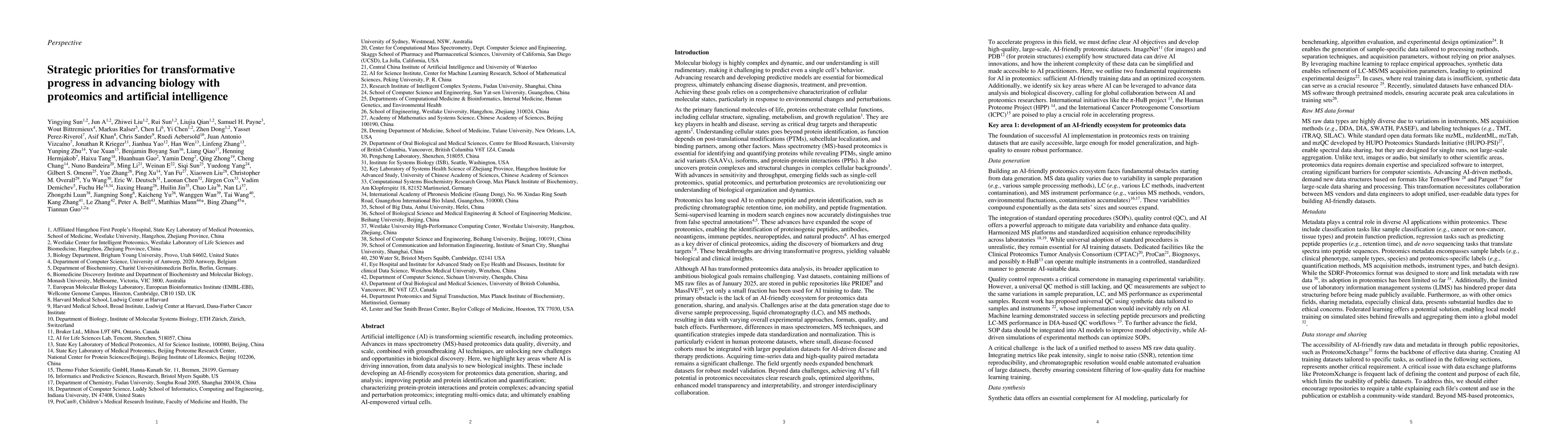 Thumbnail for Strategic priorities for transformative progress in advancing biology
  with proteomics and artificial intelligence