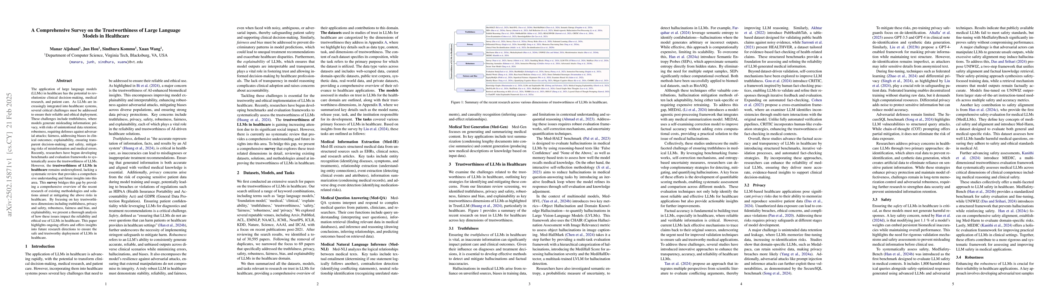 Thumbnail for A Comprehensive Survey on the Trustworthiness of Large Language Models
  in Healthcare