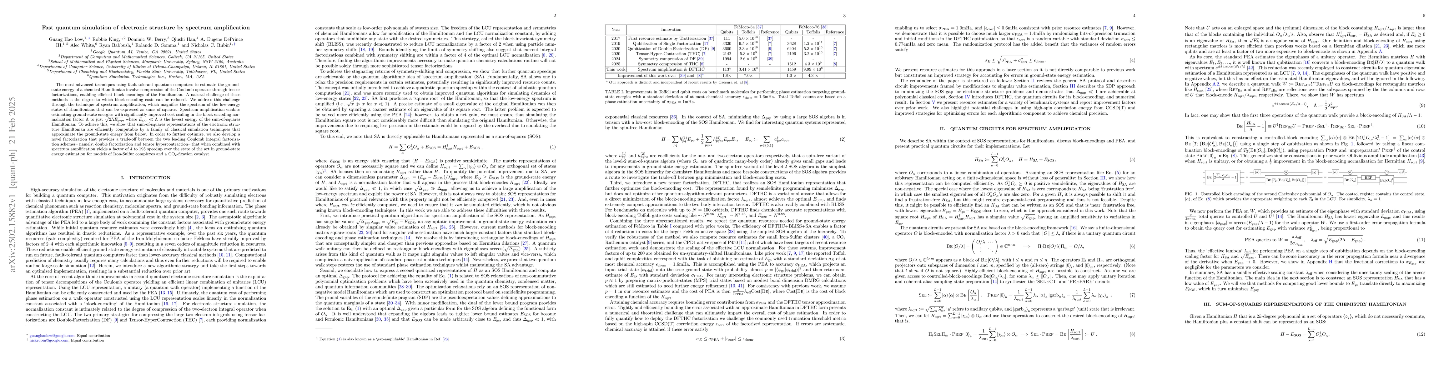 Thumbnail for Fast quantum simulation of electronic structure by spectrum
  amplification
