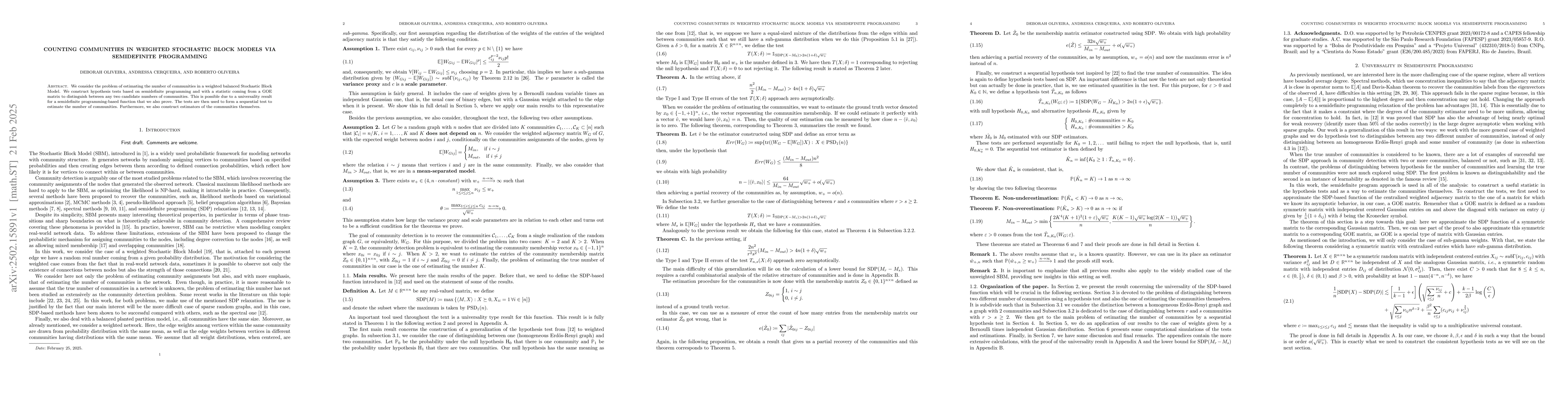 Thumbnail for Counting communities in weighted Stochastic Block Models via
  semidefinite programming