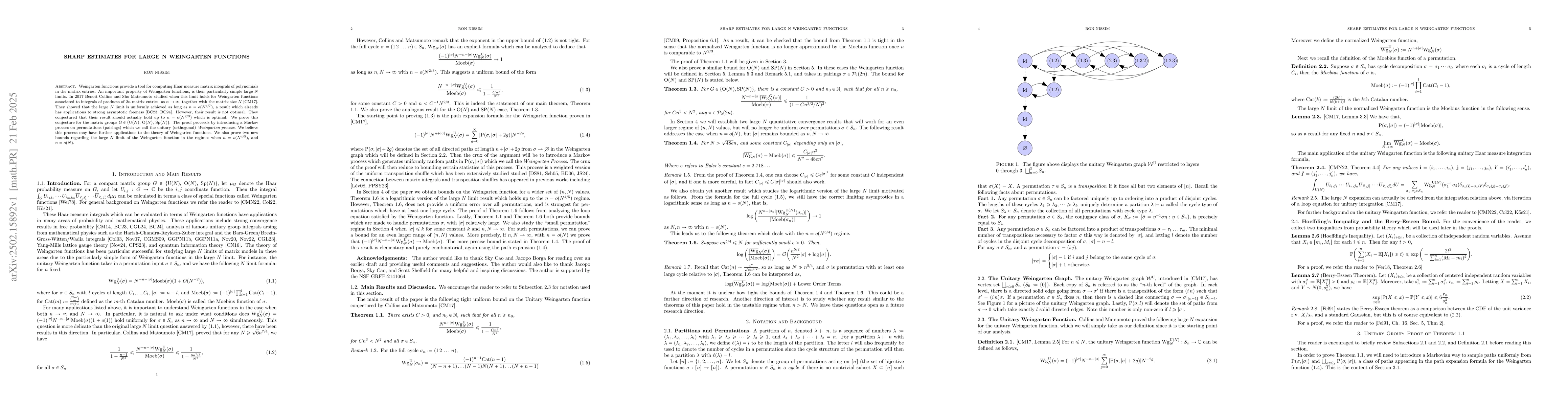 Thumbnail for Sharp Estimates for Large N Weingarten Functions