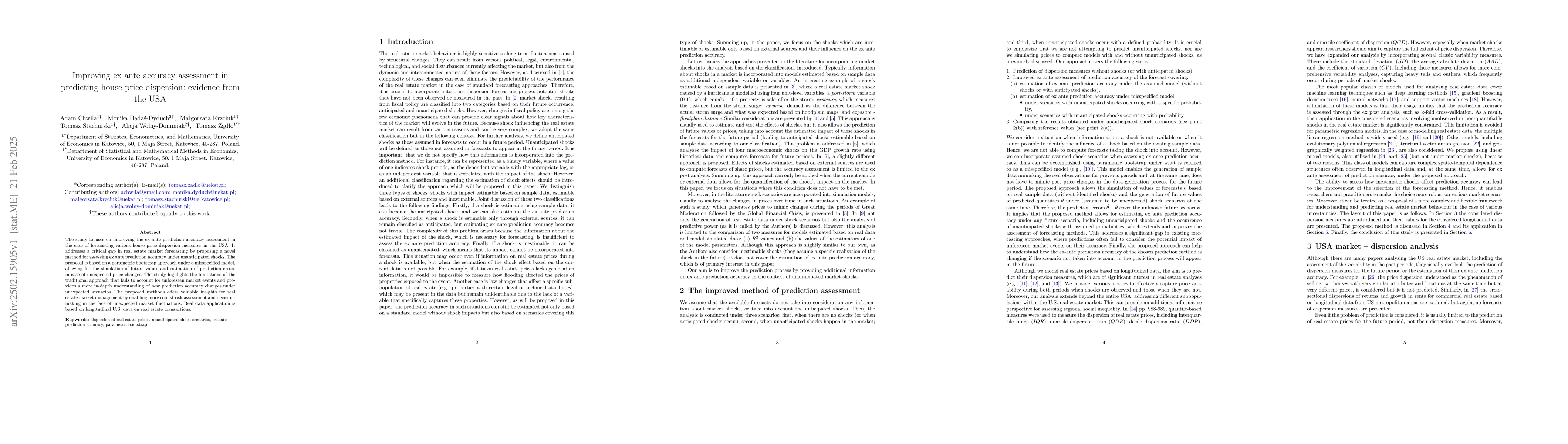 Thumbnail for Improving ex ante accuracy assessment in predicting house price
  dispersion: evidence from the USA