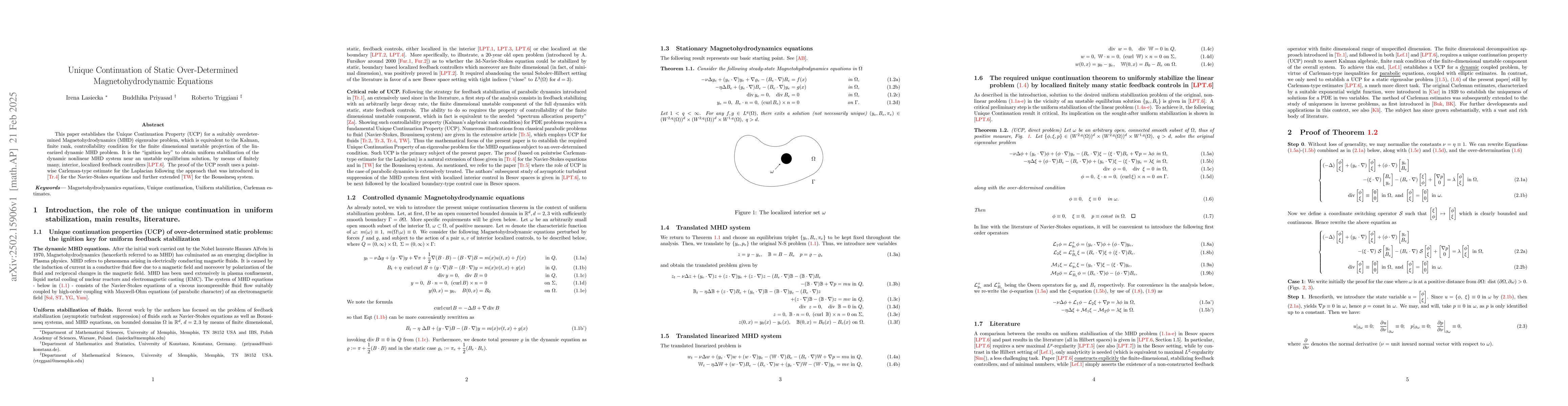 Thumbnail for Unique Continuation of Static Over-Determined Magnetohydrodynamic
  Equations