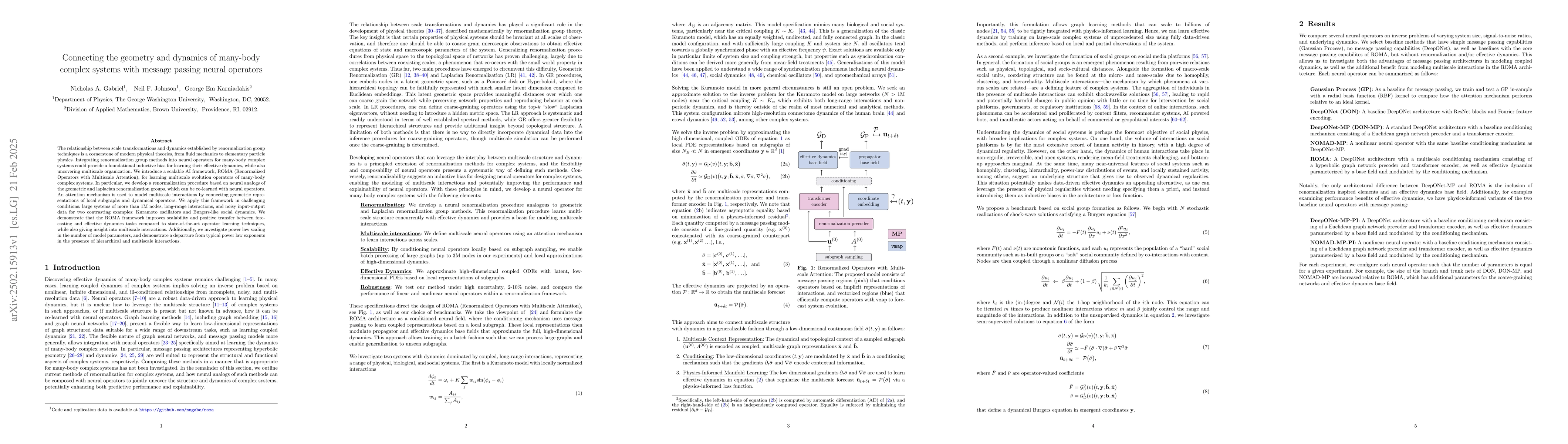 Thumbnail for Connecting the geometry and dynamics of many-body complex systems with
  message passing neural operators