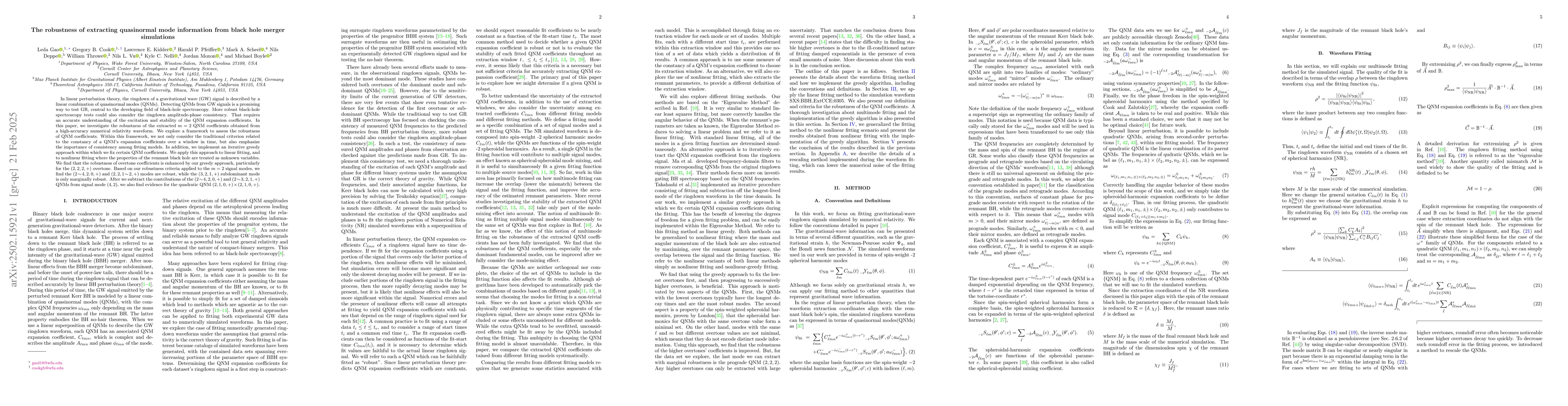 Thumbnail for The robustness of extracting quasinormal mode information from black
  hole merger simulations