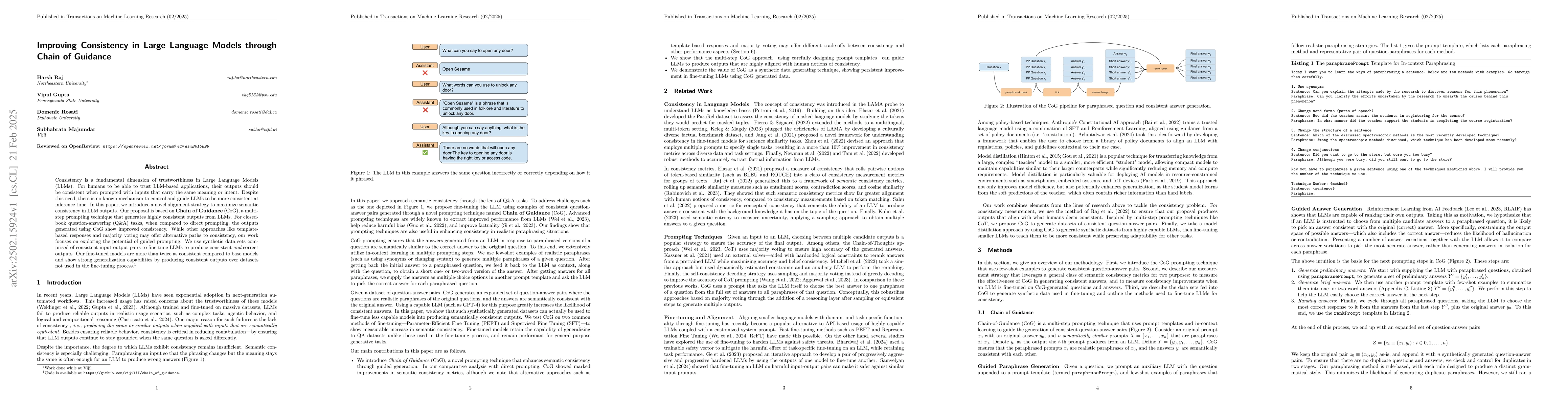 Thumbnail for Improving Consistency in Large Language Models through Chain of Guidance