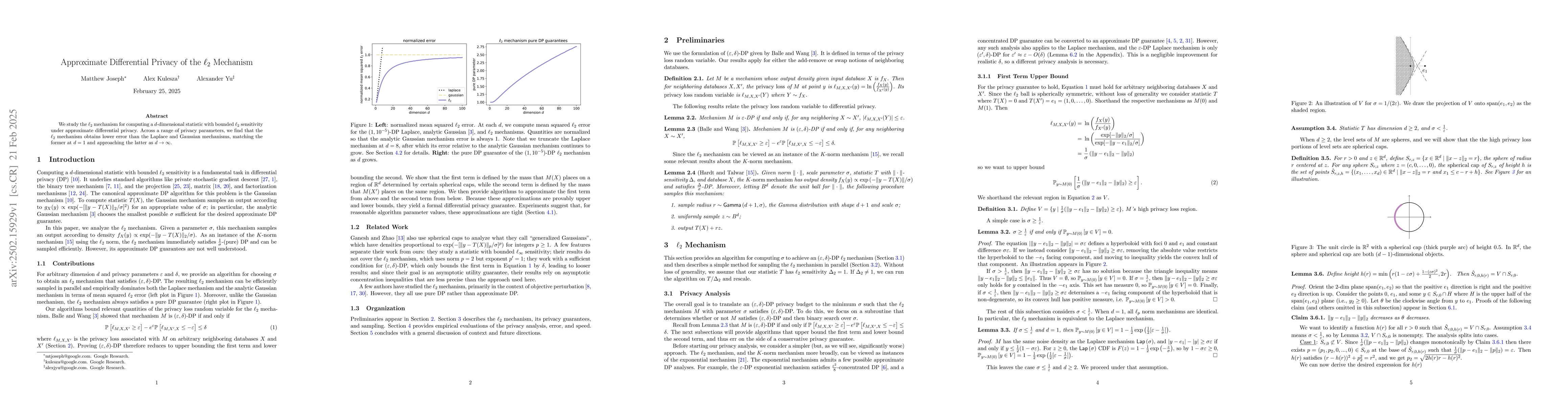 Thumbnail for Approximate Differential Privacy of the $\ell_2$ Mechanism